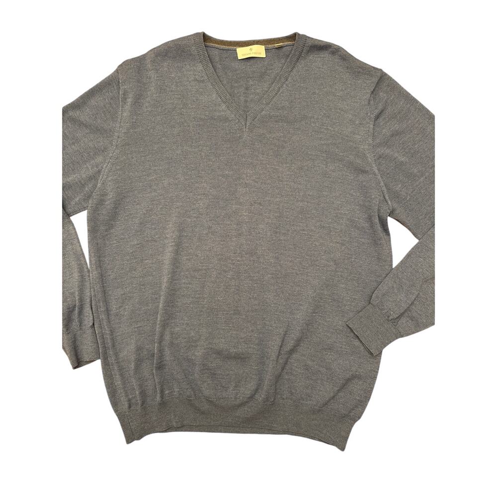 Men's Toscano Firenze Blue Wool V-Neck Sweater Size XXL